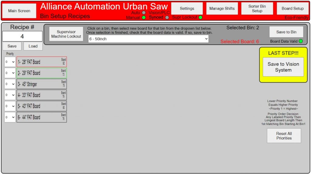 Urban Sawmill Bin Setup Recipes FAQ