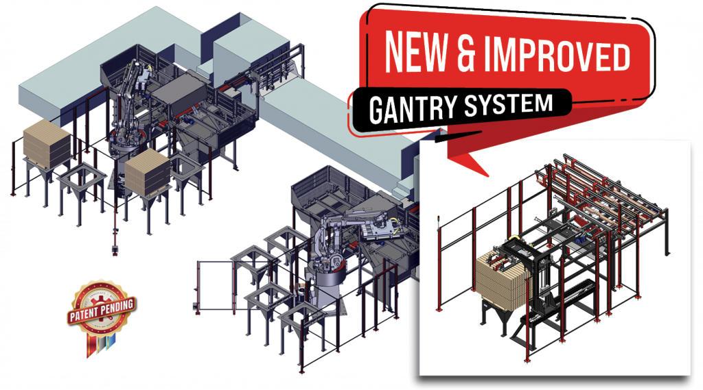 Woodchuck Board Loader with redesigned gantry system for faster, low-maintenance stringer board loading.